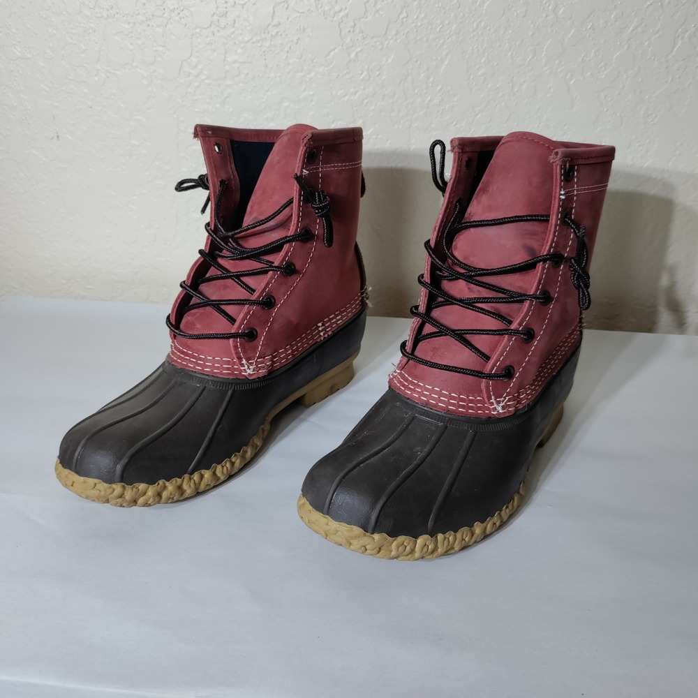 L.L. Bean Boots Mens 7 M Red Brown Duck Boots Made in USA 504776